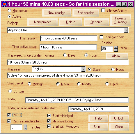 Activity Timer Screenshot